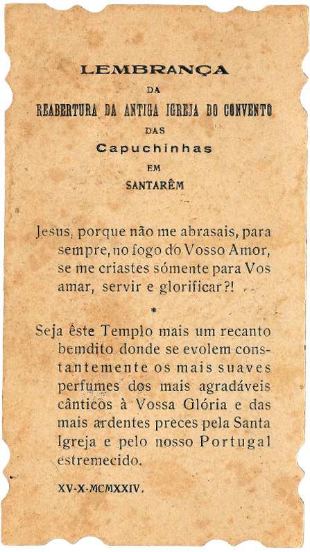 Estampas comemorativas da abertura da Capela